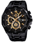 Chronograph Black & Gold Watch – 100M Water Resistant, Stainless Steel Band