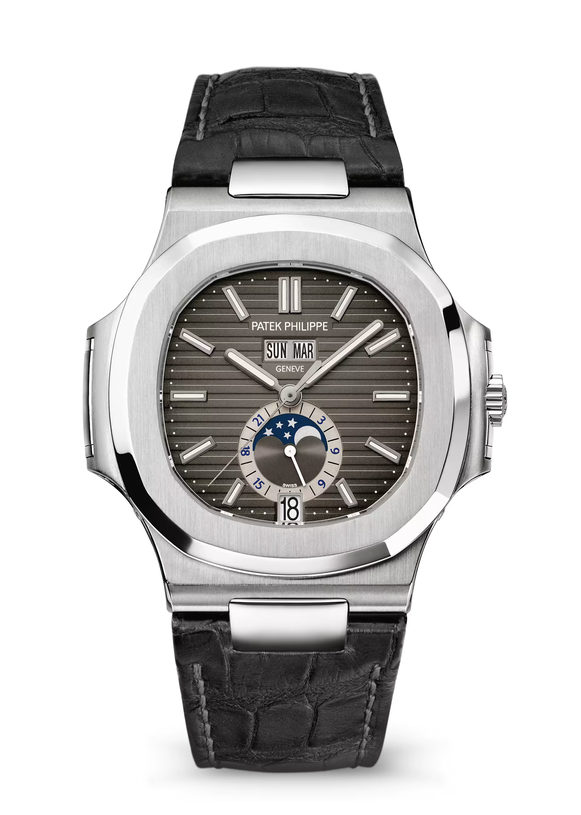 Annual Calendar Sport Watch for Men – Nautilus-Inspired Luxury Steel Timepiece