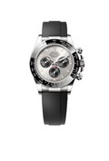 Cosmograph Daytona 40MM – White Gold Dial, Rubber Strap & Pure Steel Case